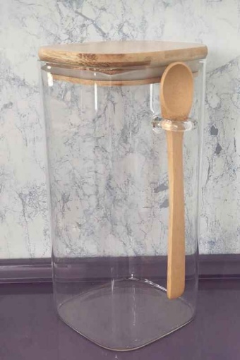 KRD Home Kaşıklı Cam Saklama Kabı 1600 Ml resmi