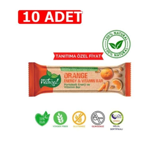 [Kampanya] Babı Natural Portakallı Enerji Ve Vitamin Bar 23 Gr  (10 Adet) resmi