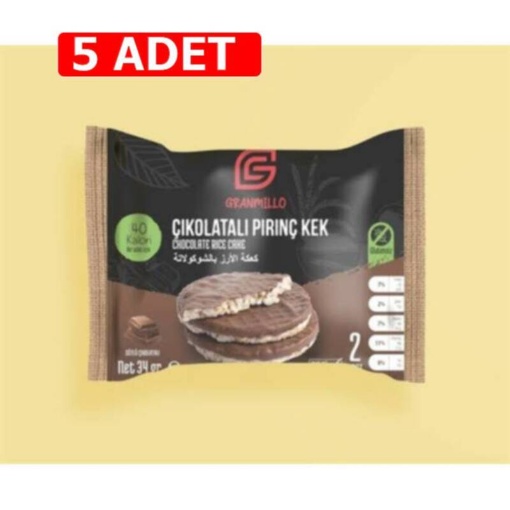 [Kampanya] Granmillo Sütlü Çikolatalı Pirinç Kek 34 Gr  (5 Adet) resmi