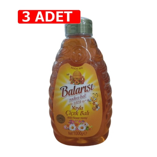 [Kampanya] Balarısı Yayla Süzme Çiçek Balı 1000 Gr  (3 Adet) resmi