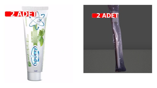 [Kampanya] Spumy Diş Macunu Aloe Vera 100 Gr  (2 Adet) + Spumy Tekli Diş Fırçası (Orta Sert) Kapaklı  (2 Adet) resmi