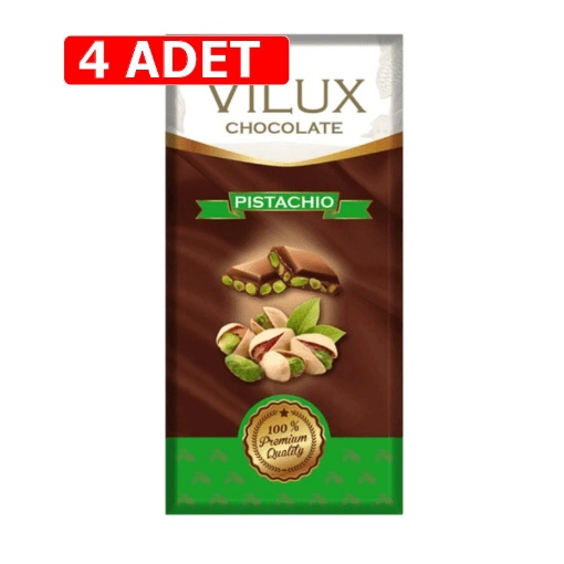 [Kampanya] Milat Vilux Antep Fıstıklı Sütlü Çikolata 70 Gr  (4 Adet) resmi