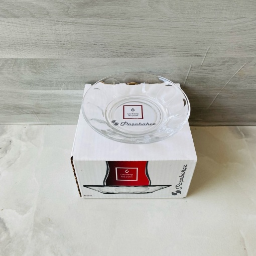 Paşabahçe Optikli Çay Tabak 10 cm (6'lı Paket) resmi
