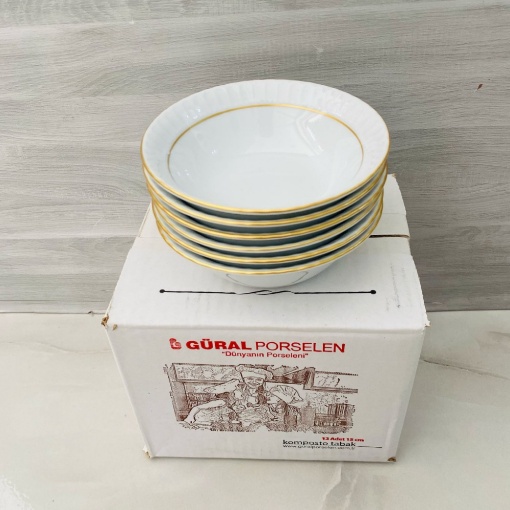 Güral Porselen Sedef Yaldızlı Kase 13,5 cm (6'lı Paket) resmi