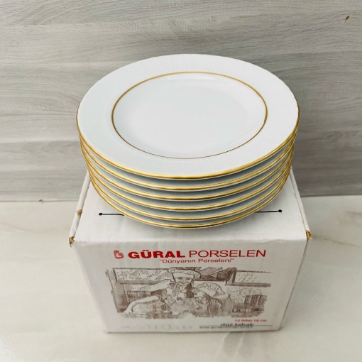 Güral Porselen Sedef Yaldızlı Tatlı Tabak 16 cm (6'lı Paket) resmi