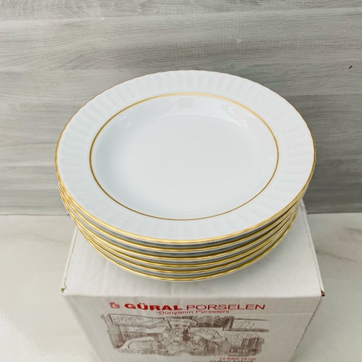 Güral Porselen Sedef Yaldızlı Orta Tabak 19 cm (6'lı Paket) resmi