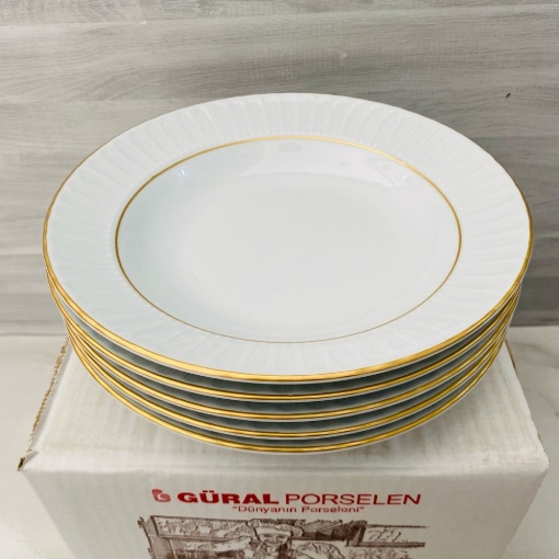 Güral Porselen Sedef Yaldızlı Büyük Tabak 22 cm (6'lı Paket) resmi