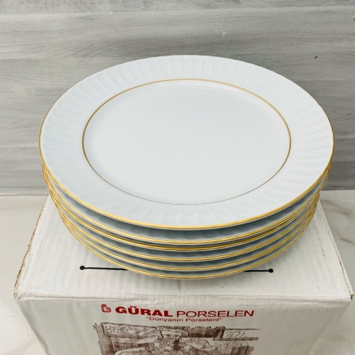 Güral Porselen Sedef Yaldızlı Servis Tabak 24,5 cm (6'lı Paket) resmi