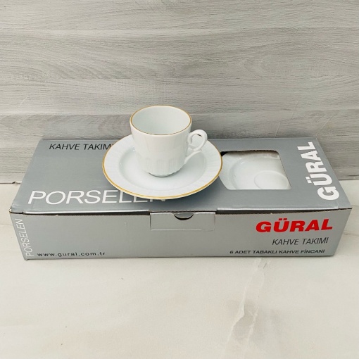 Güral Porselen Sedef Yaldızlı Kahve Takımı (6 Kişilik) resmi