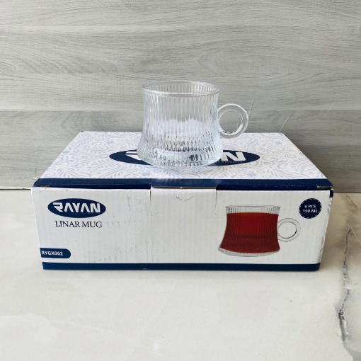Rayan Linar Kulplu Cam Bardak (6'lı Paket) resmi