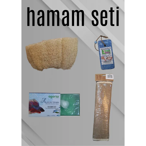 Hamam Seti Kabak Lifi Sisal Sırt Kese Agarta Akvaryum Sabunu Topuk Taşı (5'li Set) resmi