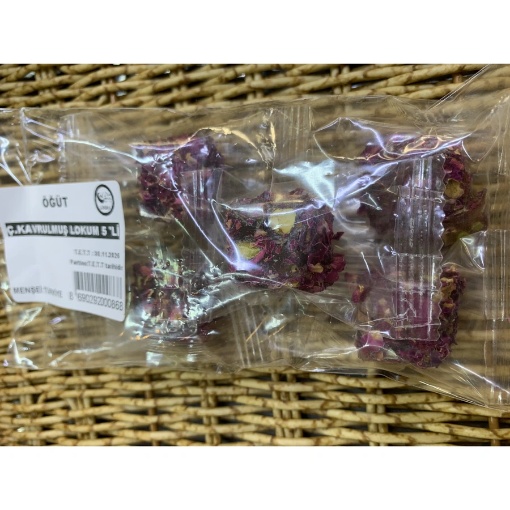 Öğüt Çifte Kavrulmuş Gül Lokum Gül Parçacıklı Tek Sargılı (5'li Paket) resmi