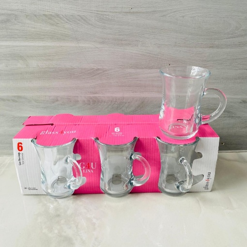 Paşabahçe Lina Kulplu Çay Bardak (6'lı Paket) resmi