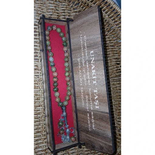 Unakit Taşı Tesbih Ahşap Kutuda resmi