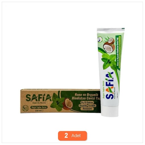 [Kampanya] Safia Organik Nanel + Hindistan Cevizi Diş Macunu 100 Ml (2 Adet) resmi