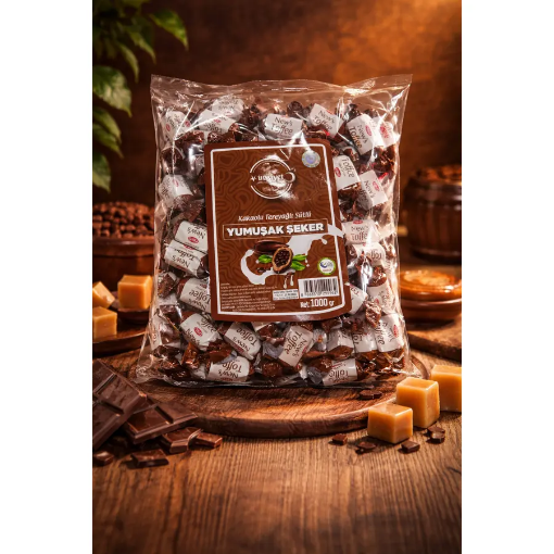 Ünsiyet Kakao Aromalı Tereyağlı Sütlü Yumuşak Şeker 1 Kg resmi