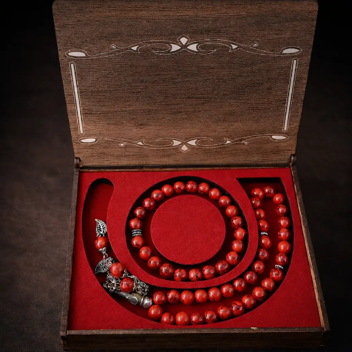 Mercan Taşı Tesbih Bileklik Seti resmi