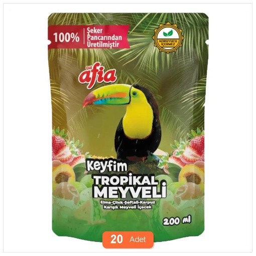 Afia Keyfim Tropikal Meyveli İçeceği 200 Ml (20'li Paket) resmi