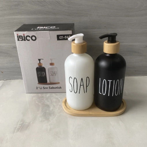 İbico Cam Sıvı Sabunluk Seti (2'li Paket) resmi