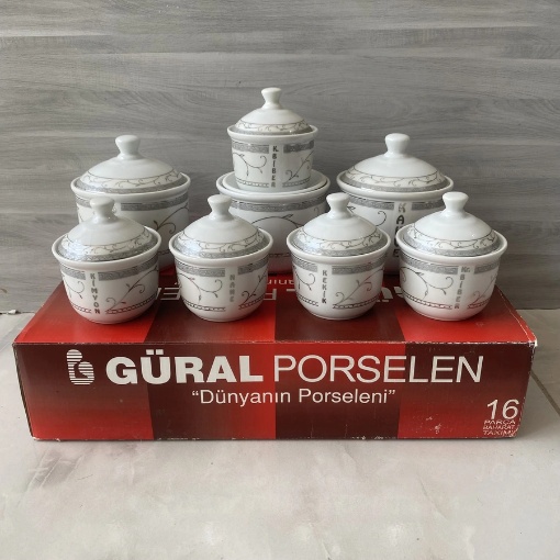 Güral Porselen 8'li Baharat Takımı Gri Desenli resmi