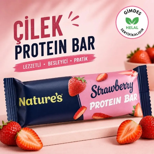 Öğüt Çilek Aromalı Proteinli Hurma Barı 40 Gr resmi