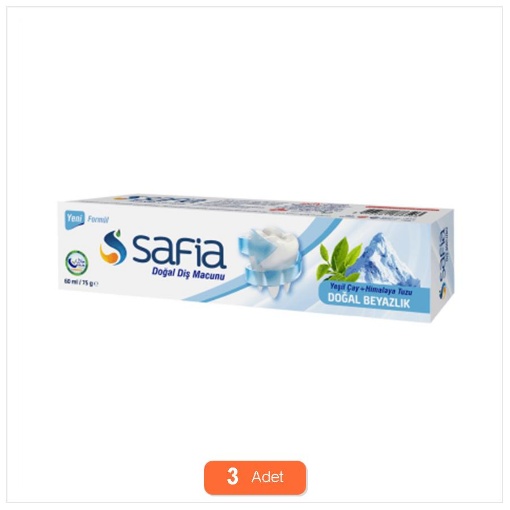 [Kampanya] Safia Diş Macunu Yeşil Çay + Himalaya Tuzu 75 Gr (3 Adet) resmi