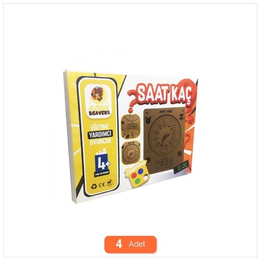 [Kampanya] Moonbeavers Saat Kaç? Eğitici Öğretici Geliştirici Boyanabilir Ahşap Sağlıklı Oyuncak (4 Adet) resmi